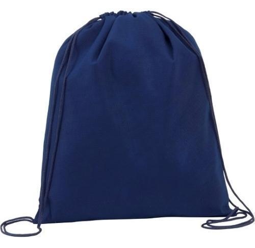 Printed Logo Drawstring Bags - Navy Blue Rainham