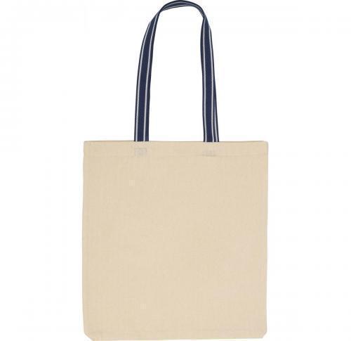Ashurst 7oz Herringbone Tote - Natural Blue Trim