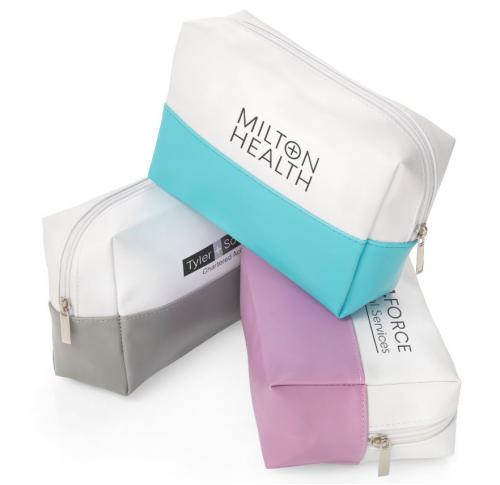 Printed Toiletry Makeup Bags Pastel Coloured Zipped