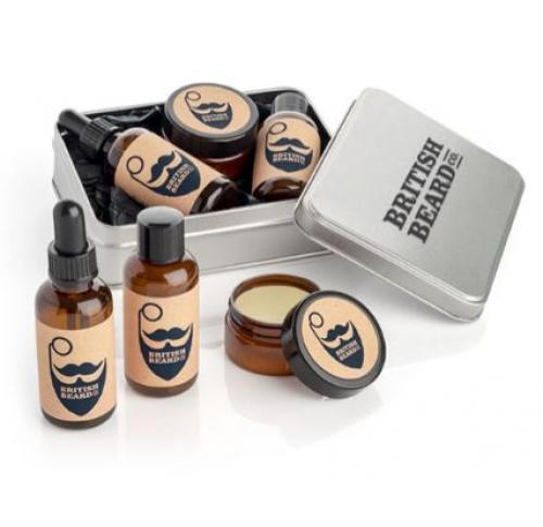Custom Printed Beard Set In A Tins - 3 Pieces - Contains Beard Oil, Beard Balm & Beard Wash 