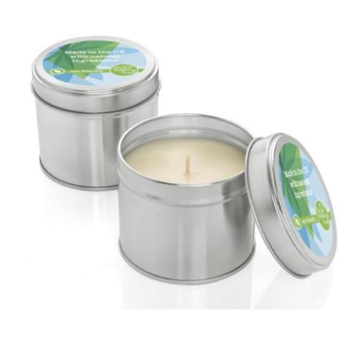 Branded Natural  Wax Candle In A Tin (135g)