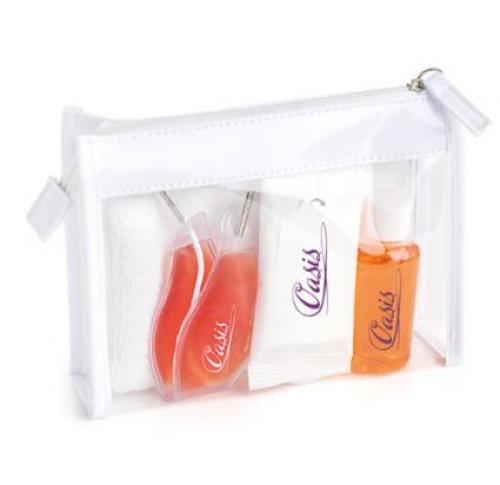 Custom Branded Spa Sets In A Clear PVC White Trim Bag