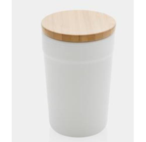 Recycled Coffee Mug With Bamboo Lid White GRS RPP