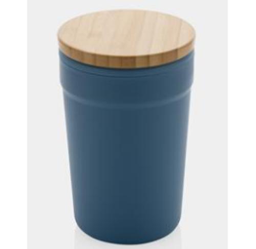 Custom Eco Coffee Mug 300ml With Bamboo Lid GRS RPP Blue