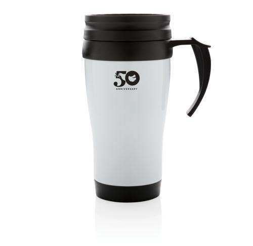 Branded Stainless Steel Travel Mugs 350ml White