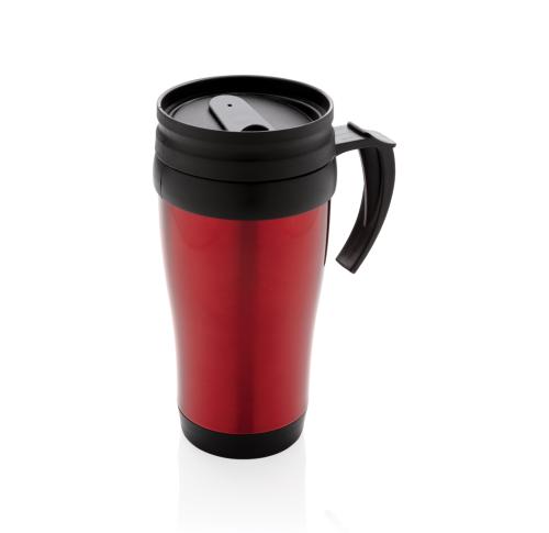 Branded Stainless Steel Travel Mugs 350ml Red With Handle