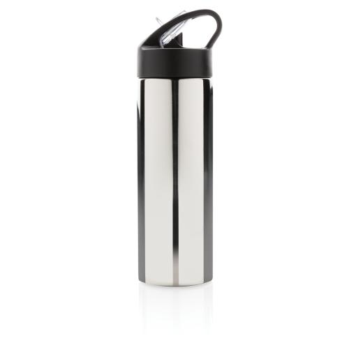 Promotional Sport Bottle With Straw - Silver