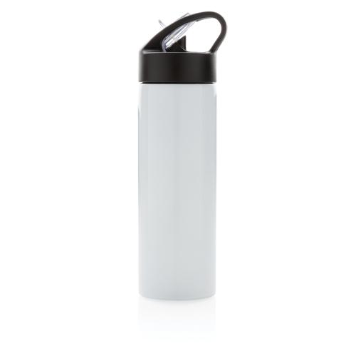 Printed Sport Bottles With Straw - White