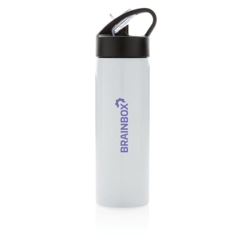Printed Sport Bottles With Straw - White