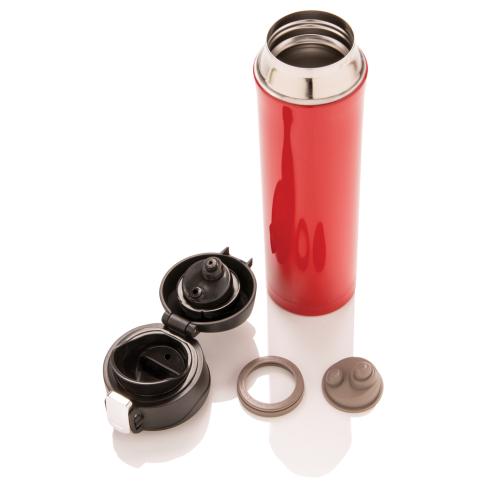 Cistomised Easy Lock Vacuum Flask - Stainless Steel Red