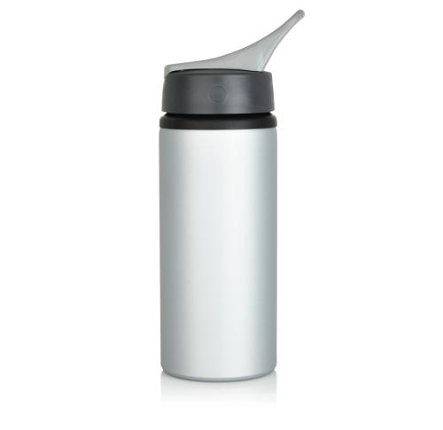 Branded Aluminium Metal Sports Bottles Silver Flip Lid