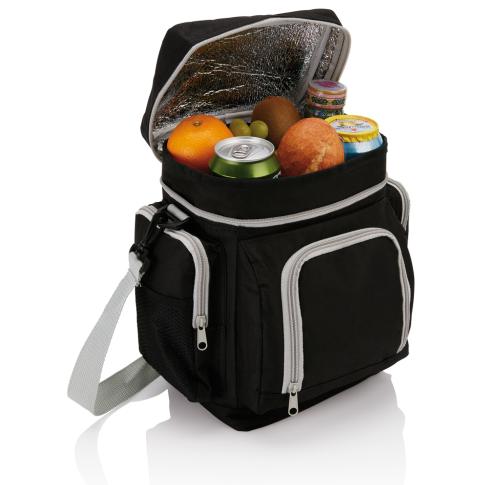 Printed Deluxe Travel Cooler Bags Black Multiple Compartments