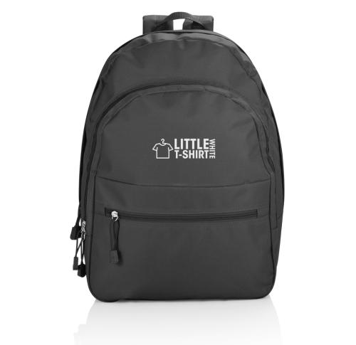 Black Backpack Custom Printed Logo 3 Zipped Pockets