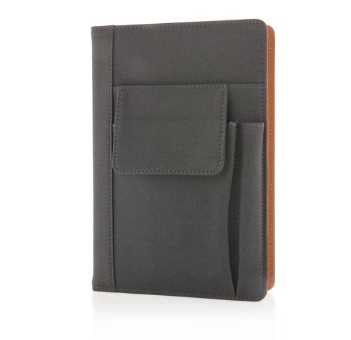 Notebook with phone pocket
