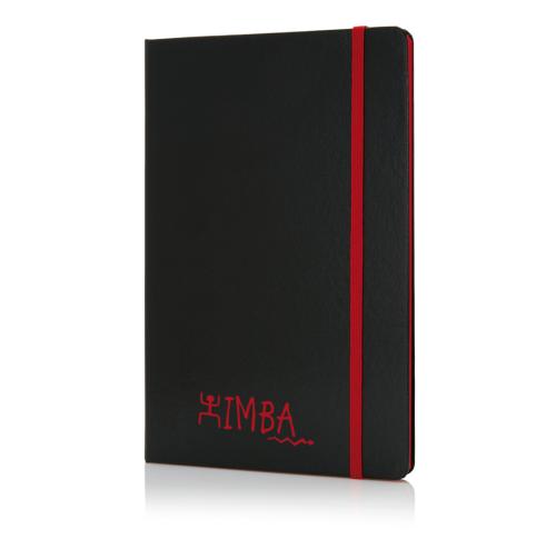 Deluxe Hardcover A5 Notebook With Coloured Side - Red