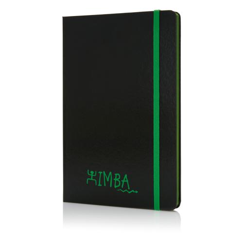 Deluxe Hardcover A5 Notebook With Coloured Side - Green
