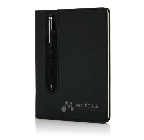 Standard Hardcover PU A5 Notebook With Stylus Pen - Black