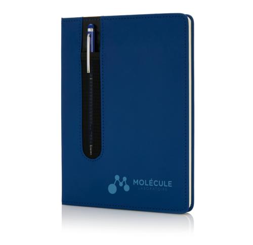 Standard Hardcover PU A5 Notebook With Stylus Pen - Blue