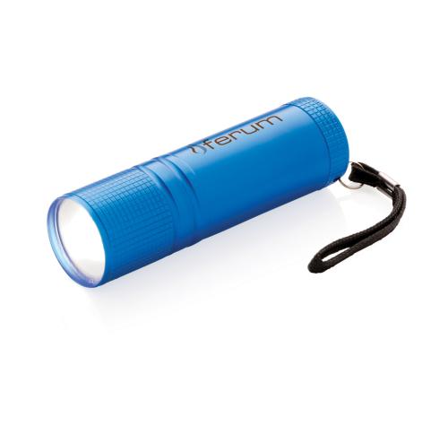 Branded Promotional Blue Aluminium COB Torches
