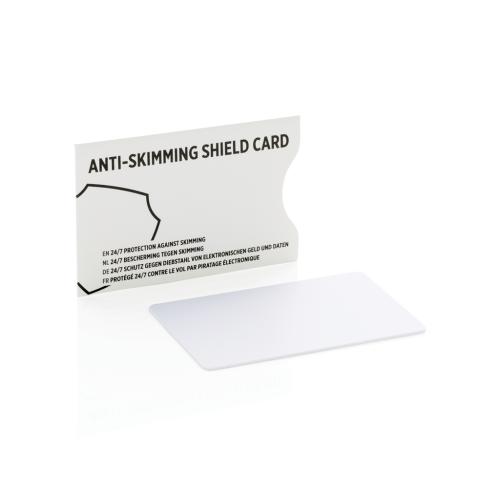 Anti-skimming RFID shield card with active jamming chip