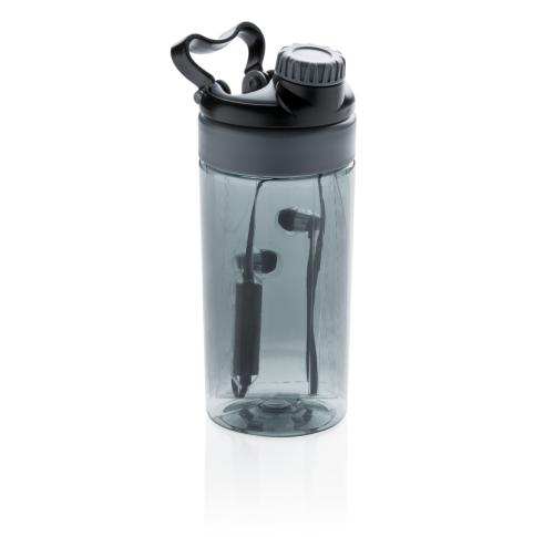 Leakproof bottle with wireless earbuds