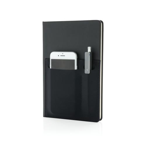 Pomotional Printed A5 Deluxe Notebooks With Smart Pockets Black