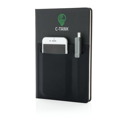 Pomotional Printed A5 Deluxe Notebooks With Smart Pockets Black