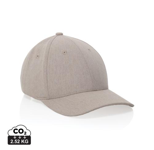 Branded Milo AWARE™ recycled heather 6 panel cap 200gr off white