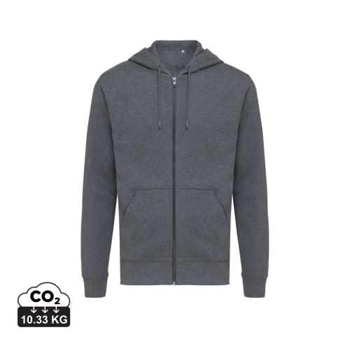 Iqoniq Abisko recycled cotton zip through hoodie heather anthracite