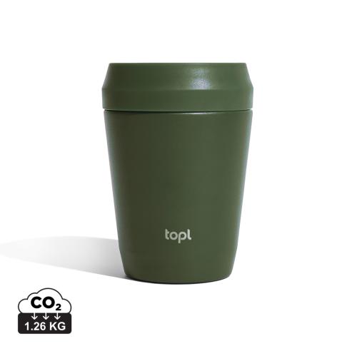 Topl Recycled Steel To Go Tumbler Patented 360 Lid 235ml - White green