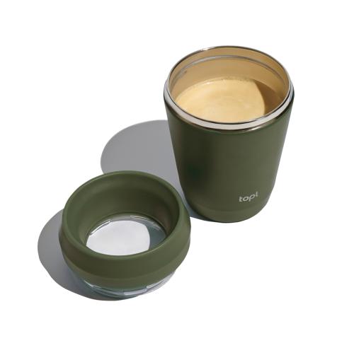 Topl Recycled Steel To Go Tumbler Patented 360 Lid 235ml - White green