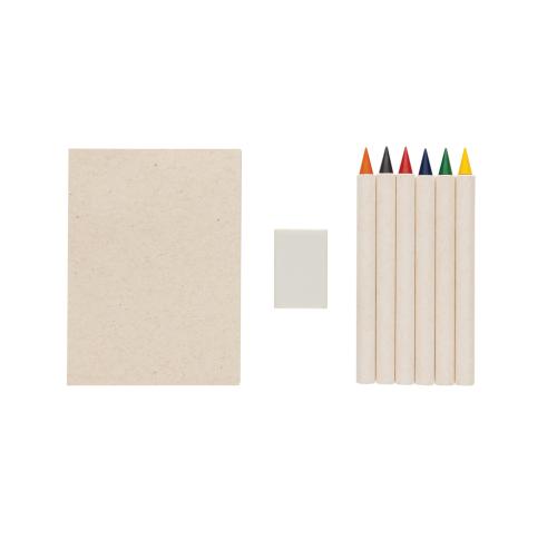 Micki GRS infinity 6pc colouring pencil set with notepad white