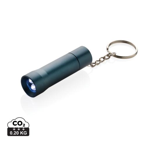 Branded Flash RCS recycled aluminium keychain torch blue