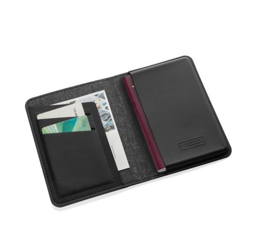Branded Trackmate RCS rpolyester passport holder worldwide locating black