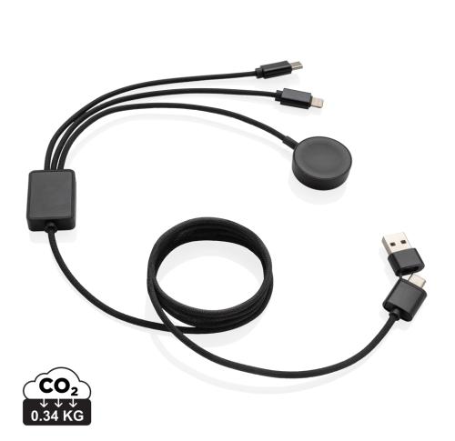 Terra RCS rPET 6-in-1 charging cable with watch charger grey