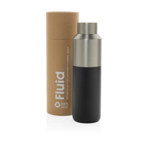 Fluid RCS certified recycled steel water bottle 600ml black