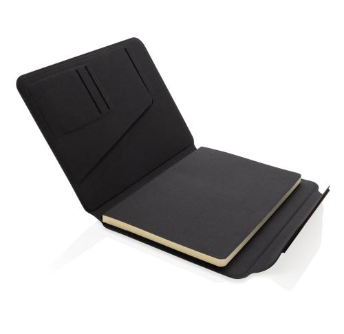 Teri AWARE™ RPET and walnut A5 portfolio black