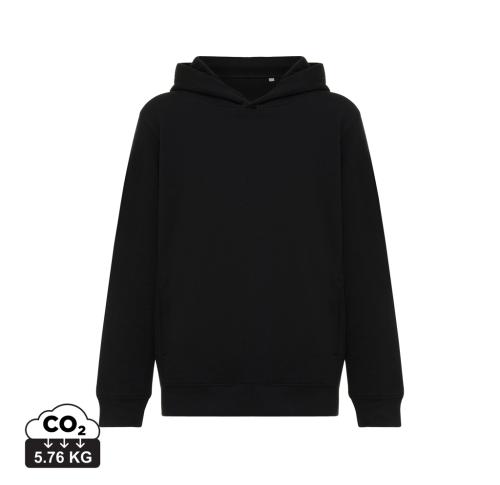 Iqoniq Yengo kids recycled cotton hoodie with sidepockets black