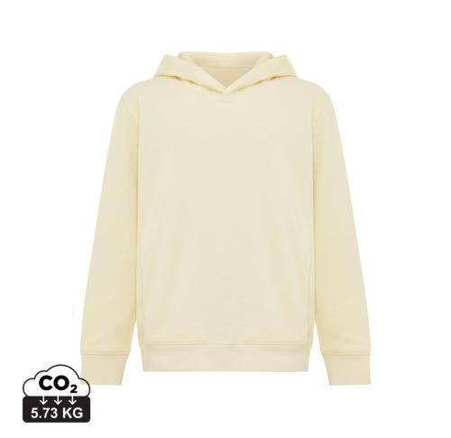 Iqoniq Yengo kids recycled cotton hoodie with sidepockets cream yellow