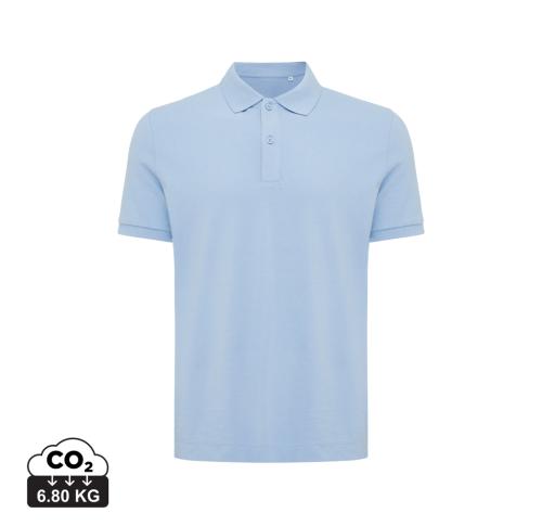 Iqoniq Yosemite recycled cotton pique polo sky blue