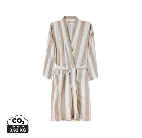 VINGA Ornos GRS hammam robe S/M beige, white Customised Logo