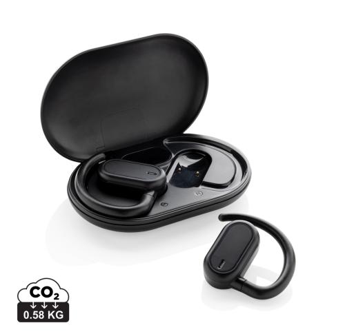 Fitsound RCS recycled plastic open ear TWS earbuds black