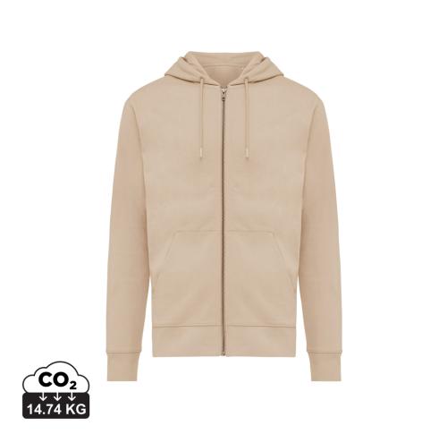 Iqoniq Abisko recycled cotton zip through hoodie desert