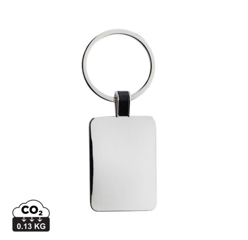 RCS recycled zinc alloy rectangle keyring silver