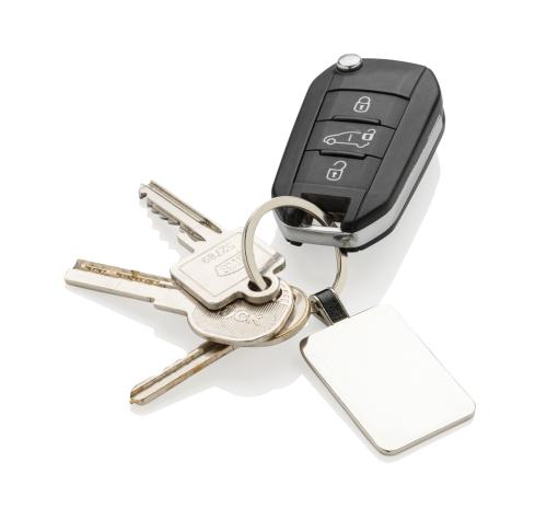 RCS recycled zinc alloy rectangle keyring silver