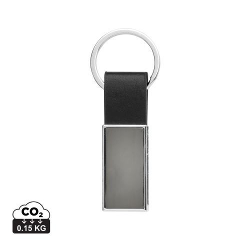 Luxury PU keychain RCS recycled zinc alloy black
