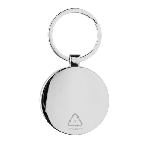 RCS recycled zinc alloy round keychain with bamboo silver, brown