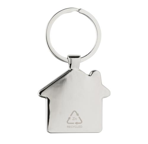 RCS recycled zinc alloy house keychain with bamboo silver, brown