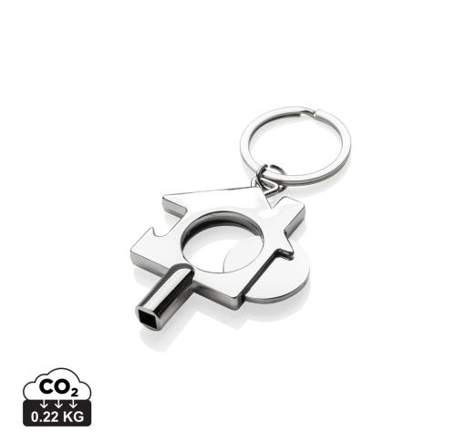 RCS recycled zinc alloy 3 in 1 keychain silver
