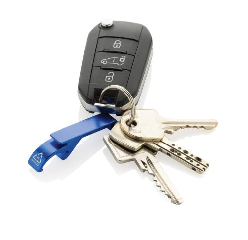 RCS recycled aluminum bottle and can opener blue